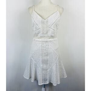 American Threads Size Small Eyelet Detail Cotton Mini Dress White